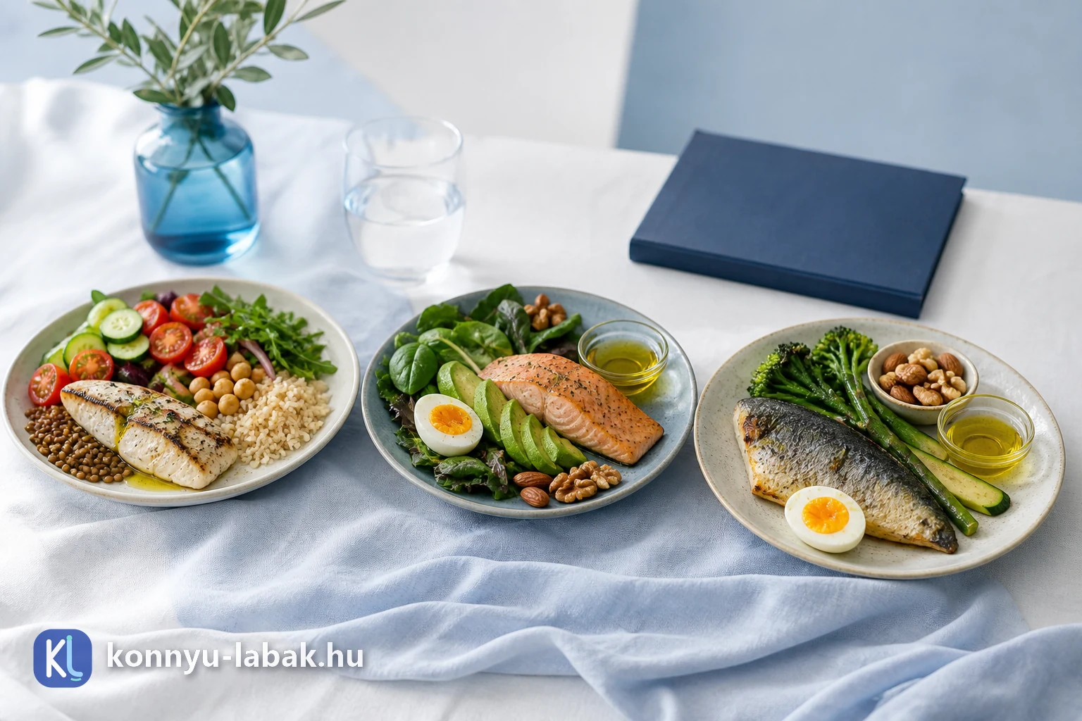 Három, lipödémával kapcsolatban vizsgált étrendi irány ételei: módosított mediterrán, LCHF és ketogén